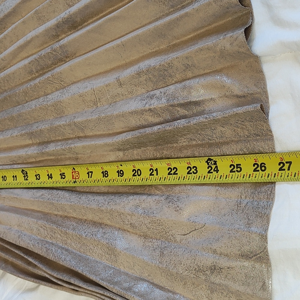 Maeve Shiny Gold Pleated Midi Skirt - Picture 6 of 11